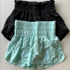 Free People Fo movement Black and Mint Green High-Waisted Shorts Set of 2